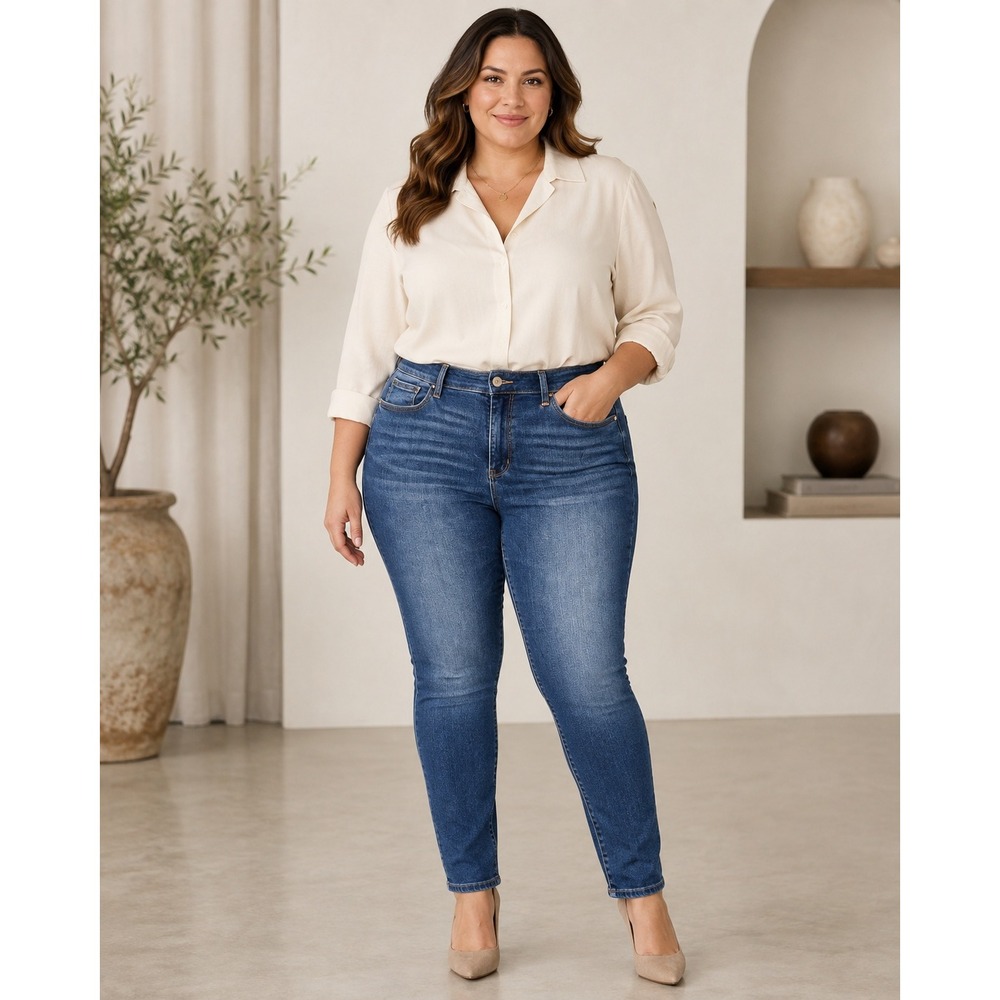Judy‎ Blue Skinny Fit Jeans Women 14W Dark Wash Stretch Denim JB82252MD-PL